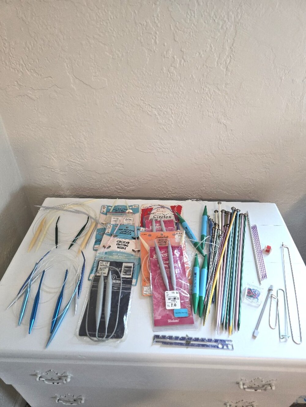 Huge Vintage Knitting Needle & Notions Lot-Circular, Straight, DPNs, Tools
